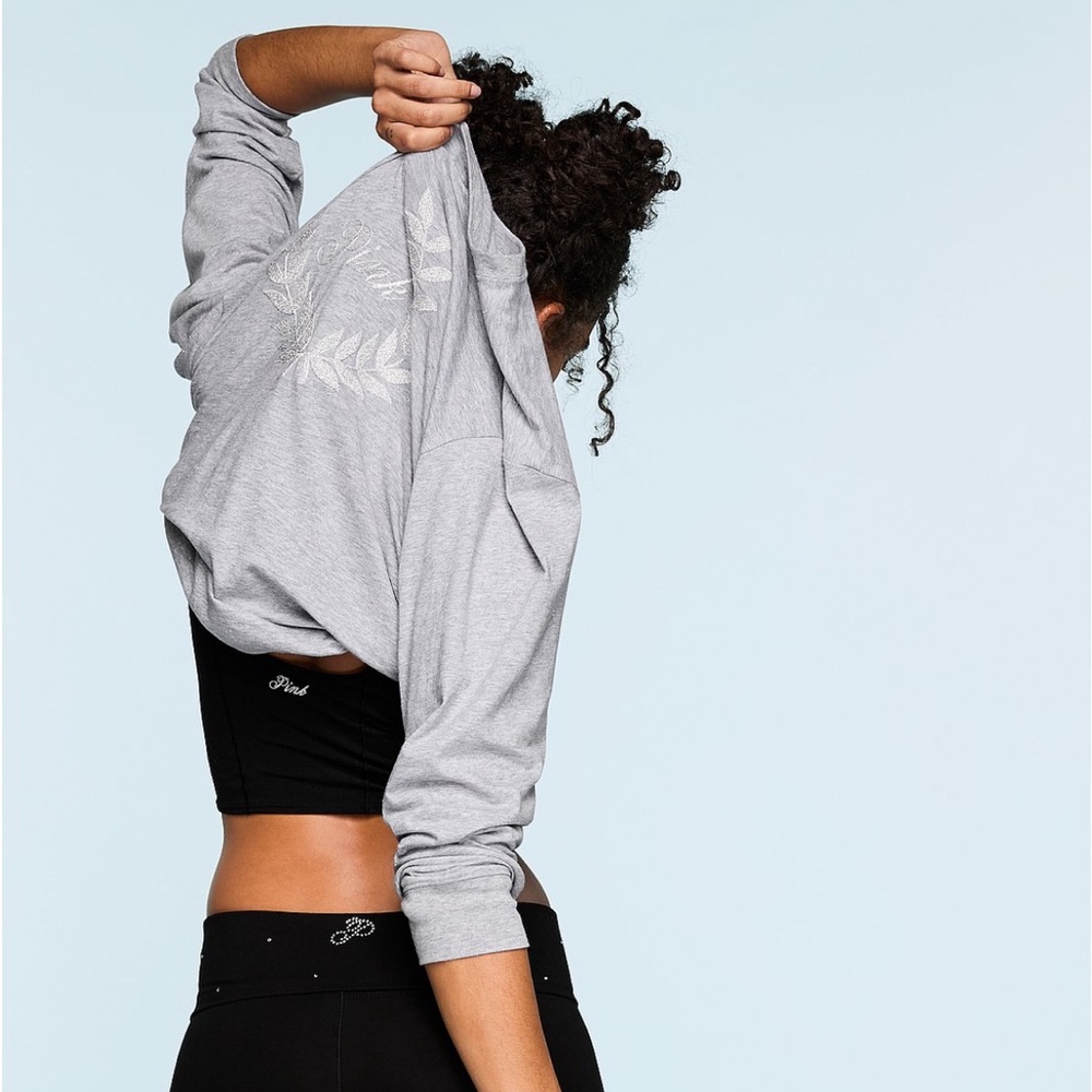 Victoria’s Secret PINK Campus Cotton Bling Long-Sleeve tee